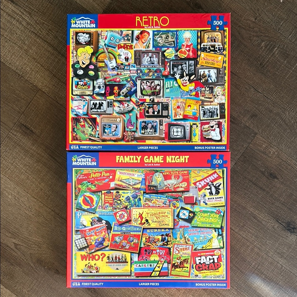 Bundle - 2 White Mountain 500 Piece Puzzles